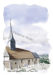 glise de Neuville sur Touques - Aquarelles et dessins du Patrimoine - Florence Motte